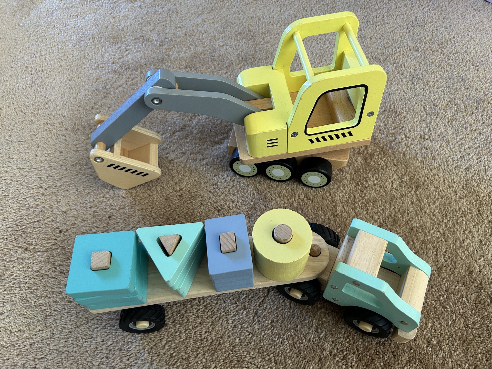 Wooden Digger and Stacking Truck